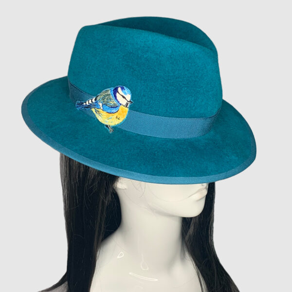 Blue Tit hand crafted fedora