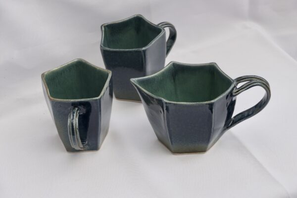 Blue five-sided cups